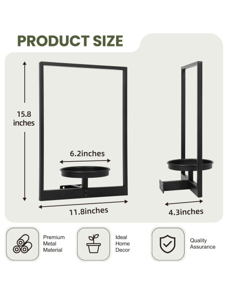 Soporte de Planta de Pared Storenization - Juego de 2 Metal 15.7cm