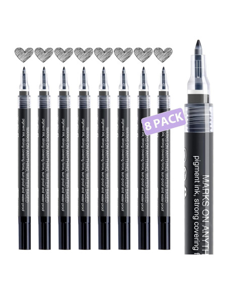 Bolígrafo de Pintura AKARUED 0.7mm Negro - Paquete de 8