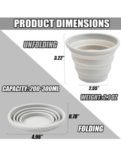 Taza Plegable de Silicona Carimee 300ml para Viaje y Camping 2