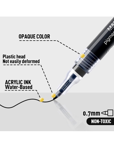 Bolígrafo de Pintura AKARUED 0.7mm Negro - Paquete de 8