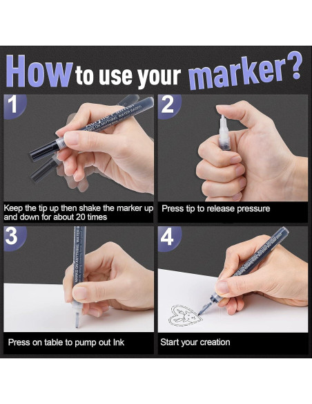 Bolígrafo de Pintura AKARUED 0.7mm Negro - Paquete de 8