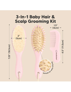 Juego de Cepillo y Peine para Bebés KeaBabies Ovalado Rosa 2