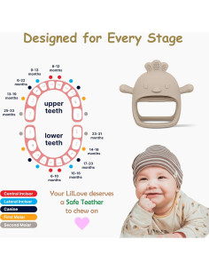 Teether de Silicona Komfy LilLove Beige y Verde 0-12 Meses 2