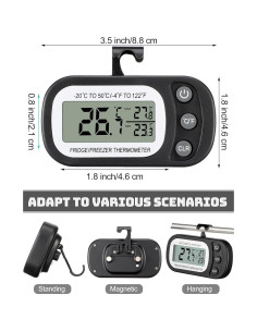 Termómetro Digital Impermeable Frienda 12 Pack Negro LCD 2