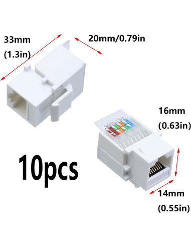 Adaptador Keystone RJ45 Antrader Cat5e/Cat6 Paquete de 10 Unidades
