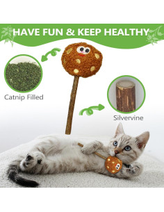 Palos de Silvervine para Gatos ALTABOMBA - 3 Pzs, Juguetes Dentales 2