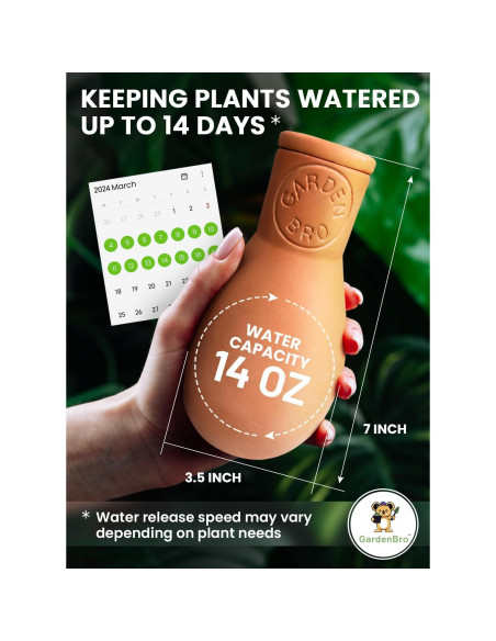 Olla de Riego de Terracota Gardenbro 14 oz para Plantas