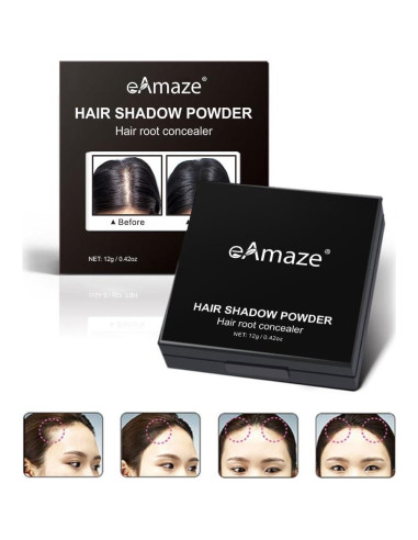 Polvo Sombra para Cabello eAmaze 12g Negro - Retoque Raíces Canosas