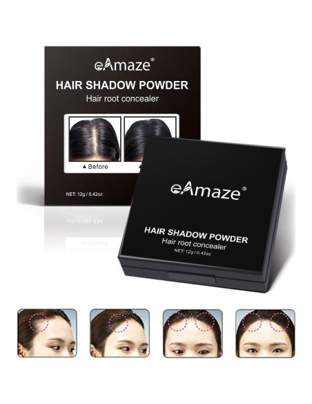 Polvo Sombra para Cabello eAmaze 12g Negro - Retoque Raíces Canosas
