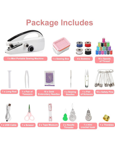 Máquina de Coser Portátil CRYSNATM Kit de Costura A