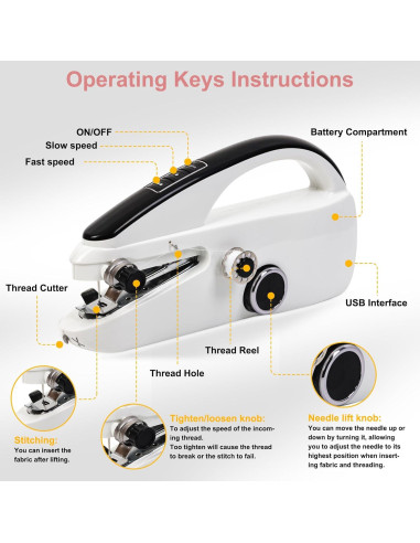 Máquina de Coser Portátil CRYSNATM Kit de Costura A