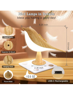Lámpara de Mesa Inalámbrica GODENBA, Luz Nocturna Táctil 3 Colores 2