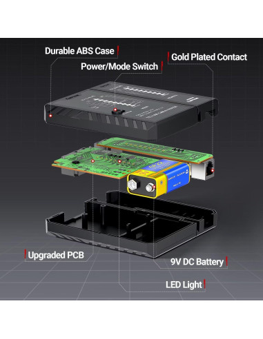 Probador de Cable de Red AMPCOM RJ45 RJ11 RJ12 CAT5E CAT6 CAT7