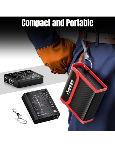 Probador de Cable de Red AMPCOM RJ45 RJ11 RJ12 CAT5E CAT6 CAT7