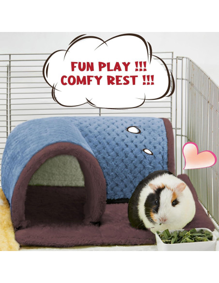 Túnel Escondite para Cobayas Jevnd - Cama Suave Azul 34cm
