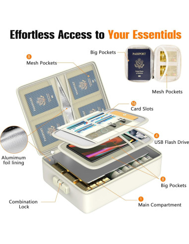 Caja de Documentos a Prueba de Fuego Grothery Beige 5200F