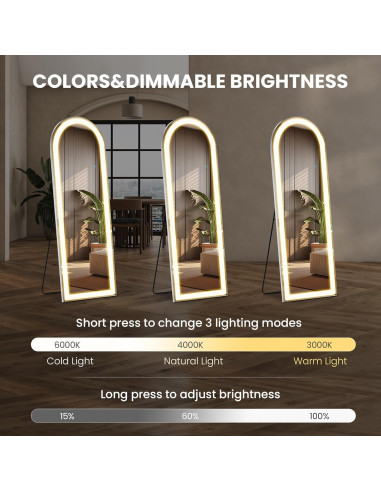 Espejo de Cuerpo Entero Elevon LED 160x50 cm con 3 Colores