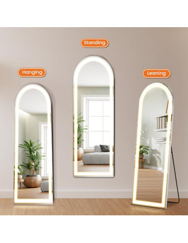 Espejo de Cuerpo Entero Elevon LED 160x50 cm con 3 Colores