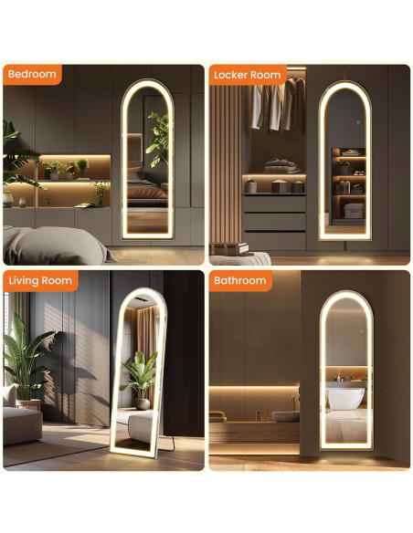 Espejo de Cuerpo Entero Elevon LED 160x50 cm con 3 Colores