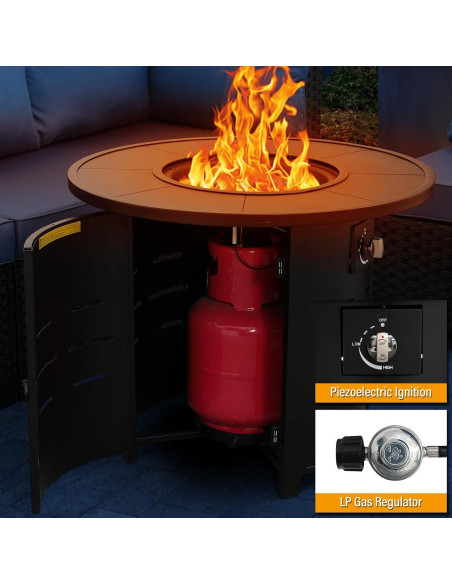 Mesa de Fuego Redonda Rattaner 76 cm 50000 BTU Gas Exterior