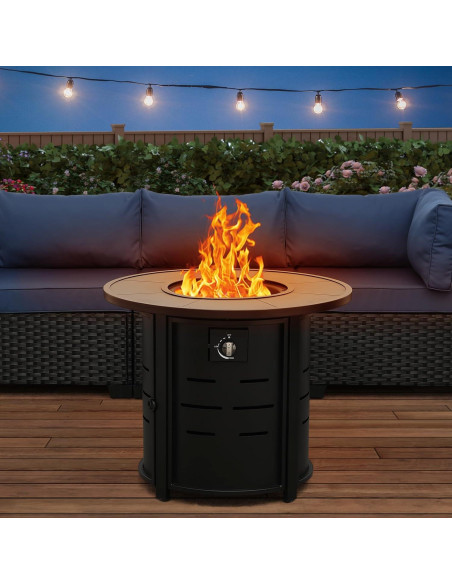 Mesa de Fuego Redonda Rattaner 76 cm 50000 BTU Gas Exterior