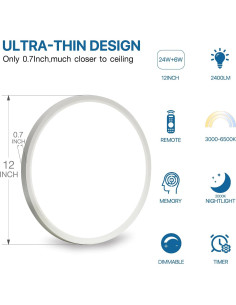 Luz de Techo LED Empotrada 30 cm Dcvoltfield 24W Regulable 2