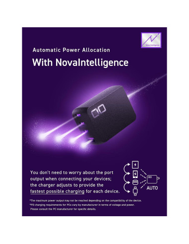 Cargador GaN CIO NovaPort 67W 4 Puertos USB-C y USB-A Negro