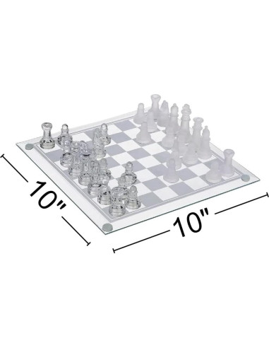 Juego de Ajedrez de Vidrio Gamie 25.4 cm - 32 Piezas Elegantes