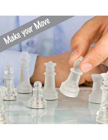 Juego de Ajedrez de Vidrio Gamie 25.4 cm - 32 Piezas Elegantes