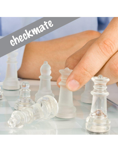 Juego de Ajedrez de Vidrio Gamie 25.4 cm - 32 Piezas Elegantes