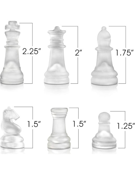 Juego de Ajedrez de Vidrio Gamie 25.4 cm - 32 Piezas Elegantes
