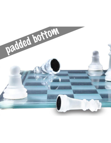 Juego de Ajedrez de Vidrio Gamie 25.4 cm - 32 Piezas Elegantes