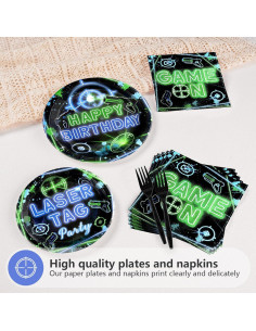 Set de Fiesta de Cumpleaños Laser Tag Grencian 96PCS Verde Azul 2