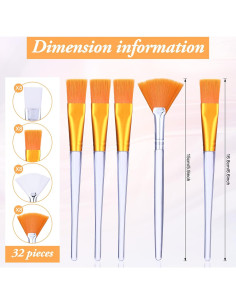 Conjunto de 32 Brochas Faciales Honeydak - Nylon, 15-17 cm 2