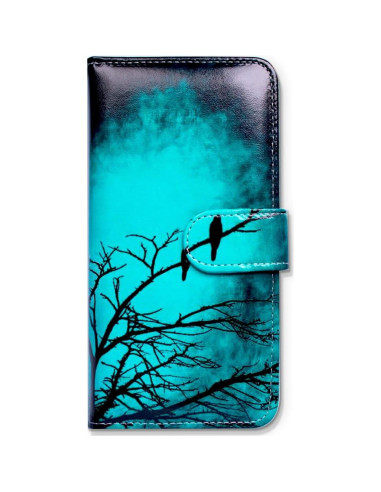 Funda de Cuero Plegable Bcov para iPhone 13 - Patrón Pájaro Negro