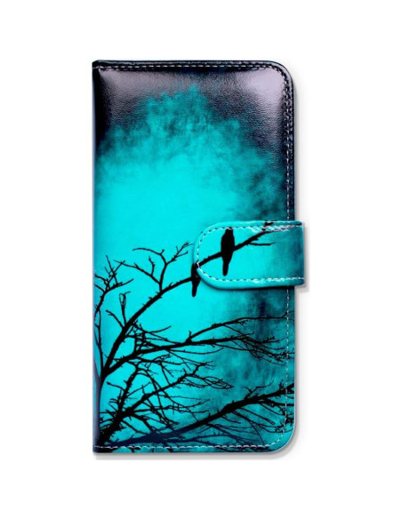 Funda de Cuero Plegable Bcov para iPhone 13 - Patrón Pájaro Negro