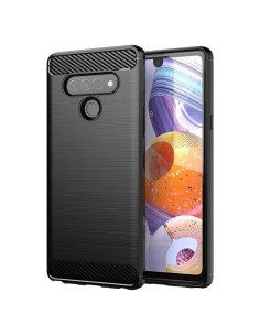 Funda para LG Stylo 6 LMQ730TM Negra TPU Fibra de Carbono