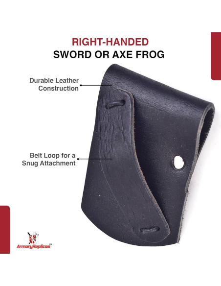 Frog de espada diestro Armory Replicas cuero negro 8.26 cm