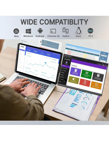 Extensor de Pantalla Doble Redalf 15.6" FHD 1080P para Laptop