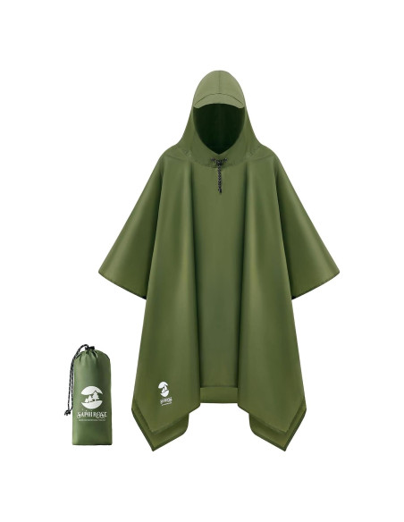 Poncho de Lluvia Impermeable SaphiRose Verde Ejército Talla Única