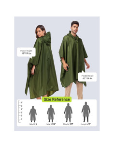 Poncho de Lluvia Impermeable SaphiRose Verde Ejército Talla Única 2