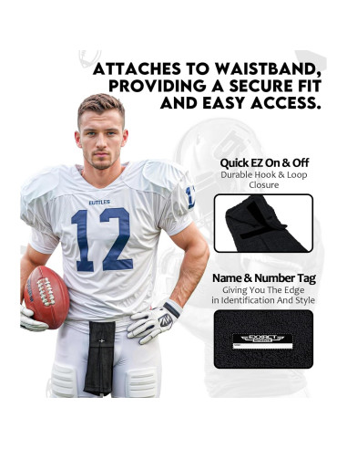 Toalla de Fútbol Exxact Sports Negra con Gancho y Bucle 50.8x10.16cm