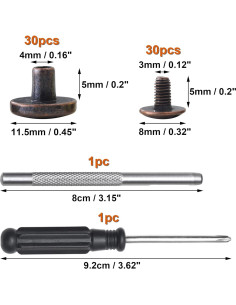 30 Sets Remaches Chicago YORANYO Cobre Antiguo para Cuero 2