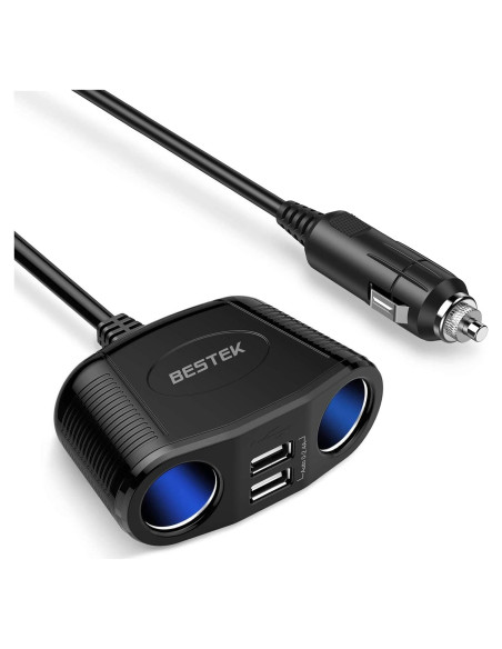 Adaptador Cargador Automóvil BESTEK 150W 2 Toma DC 2.4A USB