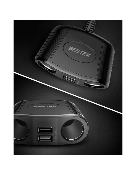 Adaptador Cargador Automóvil BESTEK 150W 2 Toma DC 2.4A USB