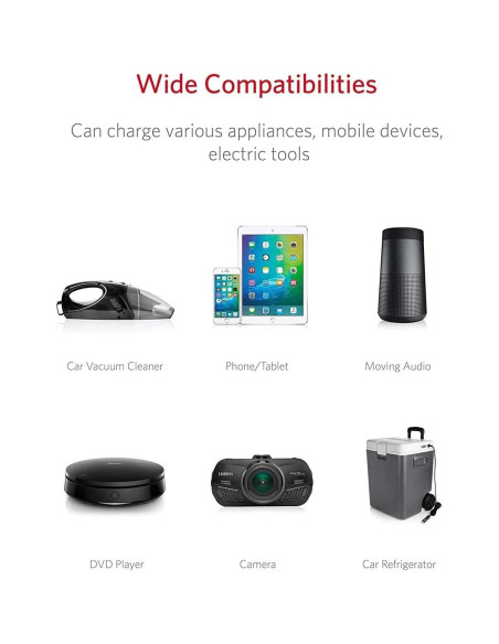 Adaptador Cargador Automóvil BESTEK 150W 2 Toma DC 2.4A USB