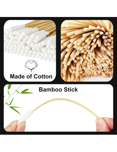 100 Bastones de Algodón Largos Egaageoi para Limpieza de Oídos