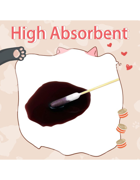 100 Bastones de Algodón Largos Egaageoi para Limpieza de Oídos