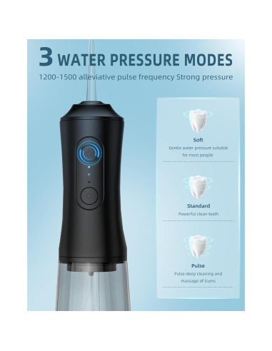 Irrigador Oral a Agua OKALA EFS 300ml IPX7 3 Modos Negro