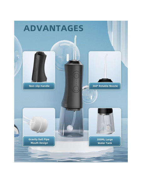 Irrigador Oral a Agua OKALA EFS 300ml IPX7 3 Modos Negro